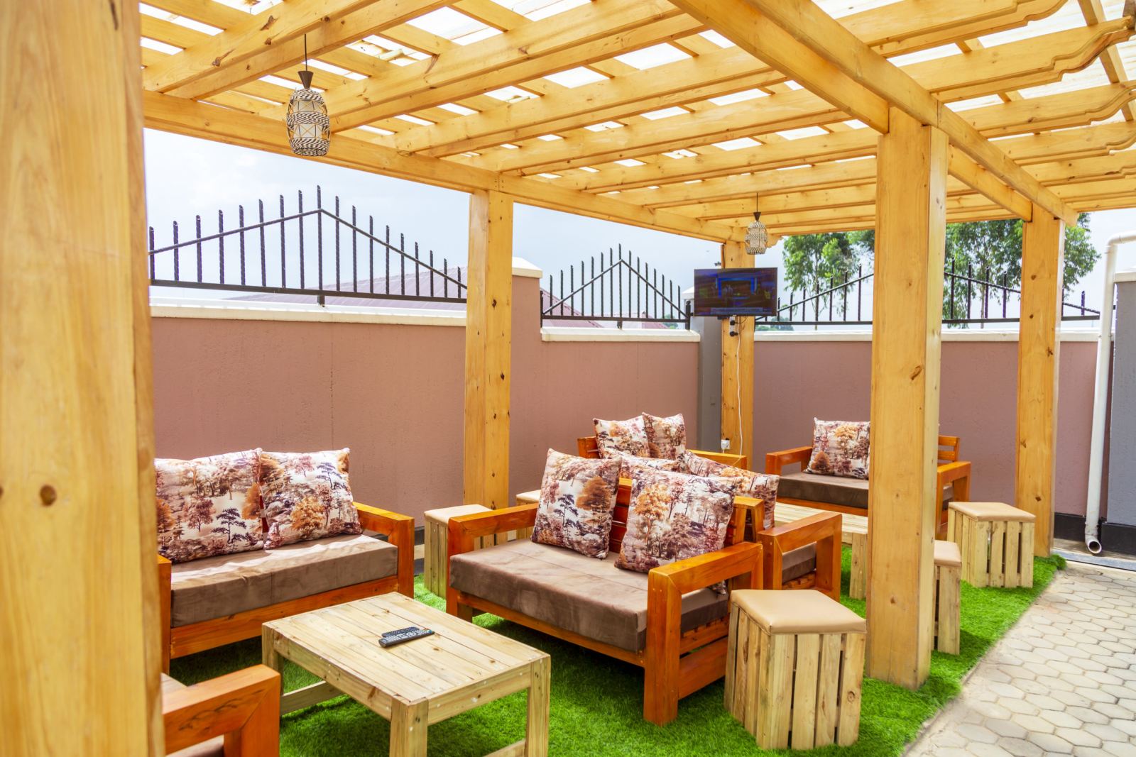Outdoor lounge at Occazia Hotel